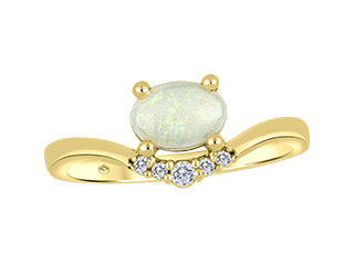 10k yellow gold canadian diamond & opal ring