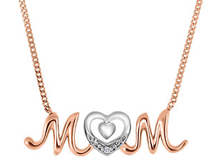 10kt yellow & white gold diamond mom pendant