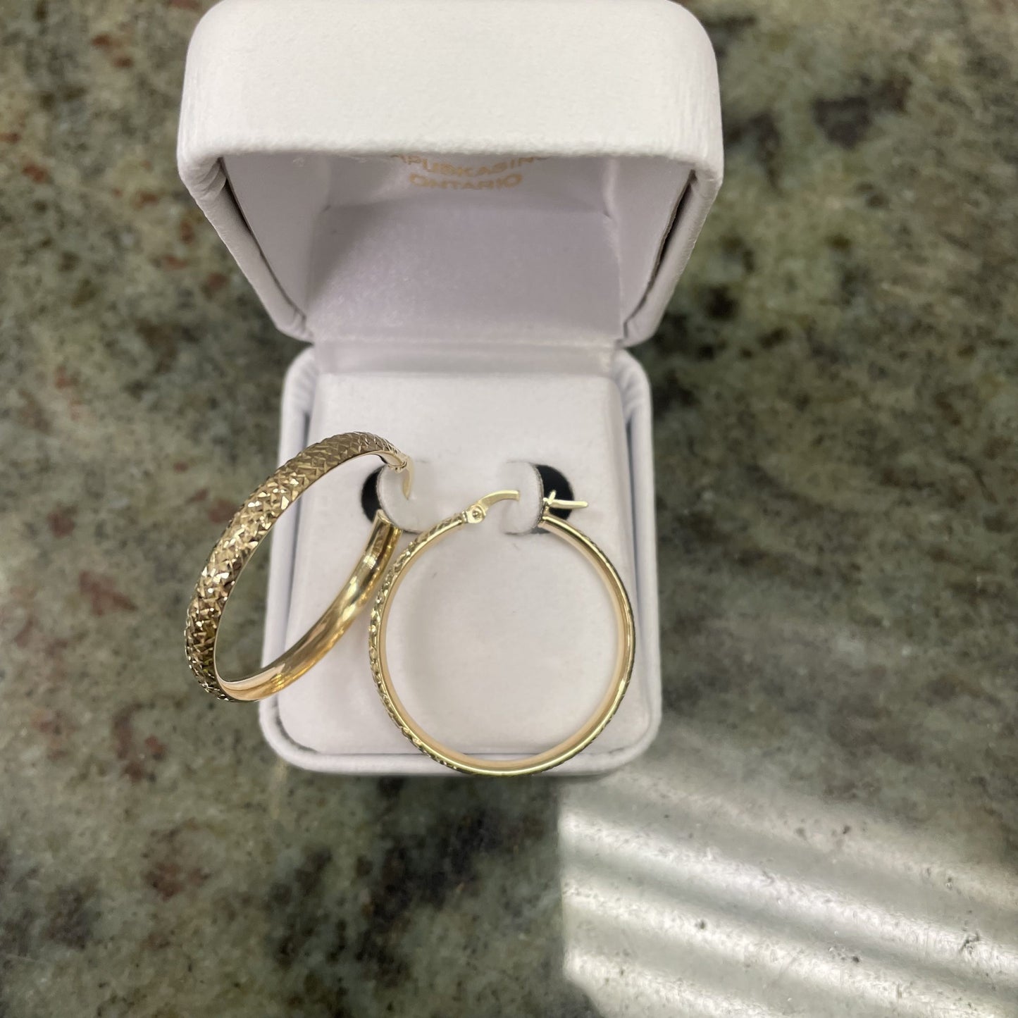 10kt yellow gold diamond cut hoops