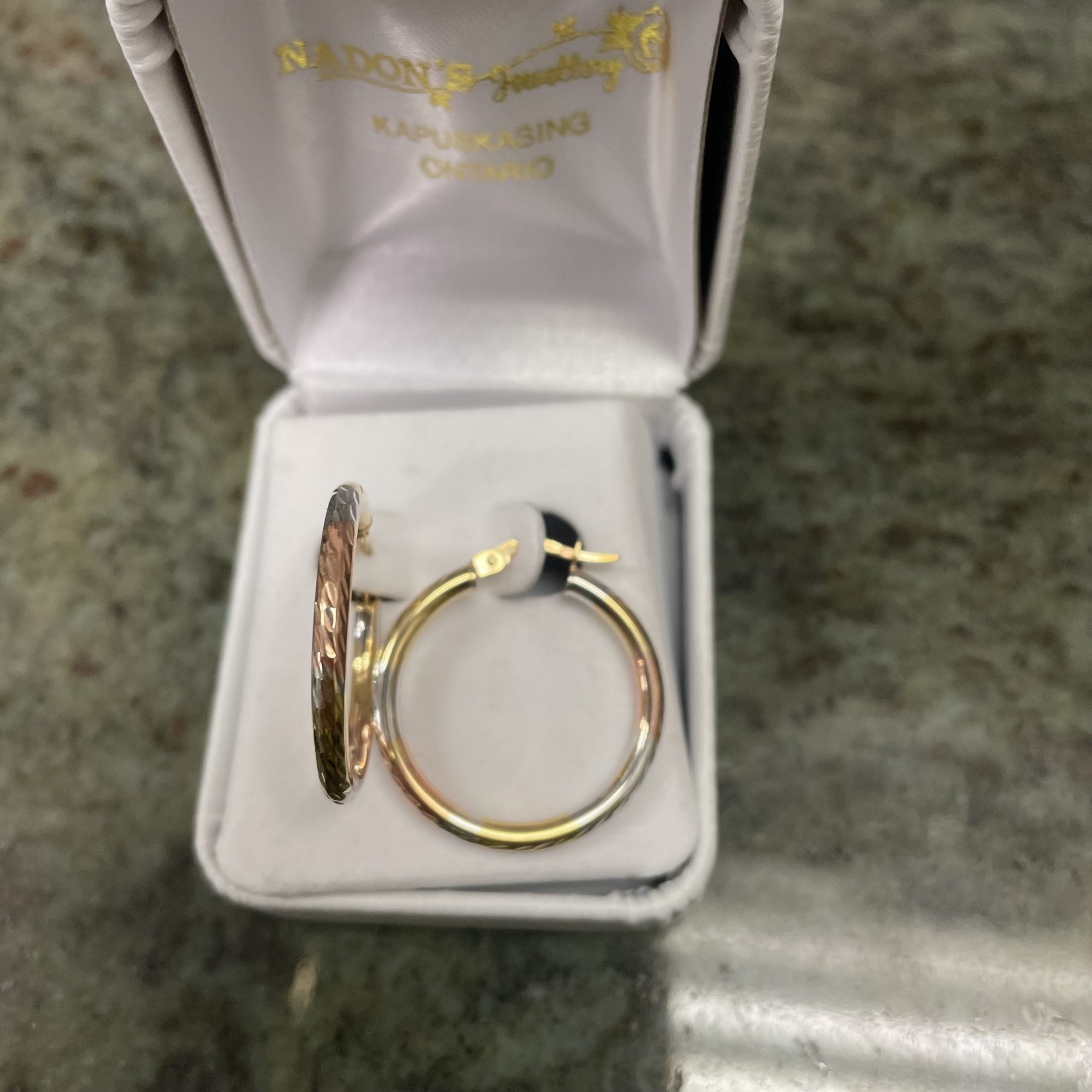 10kt tri-colour hoop earrings