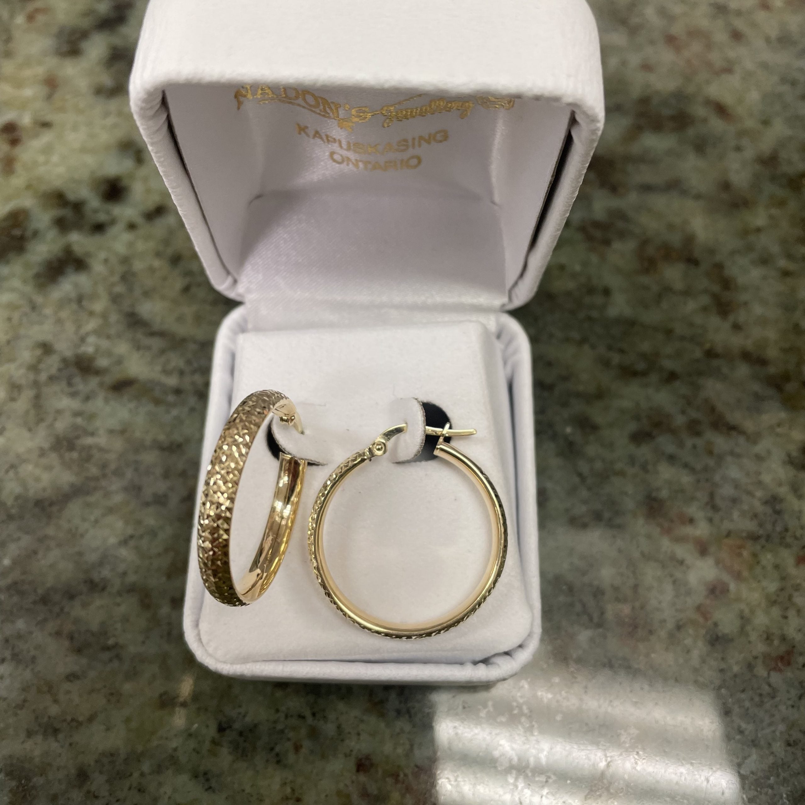 10kt rose gold diamond cut hoop earrings