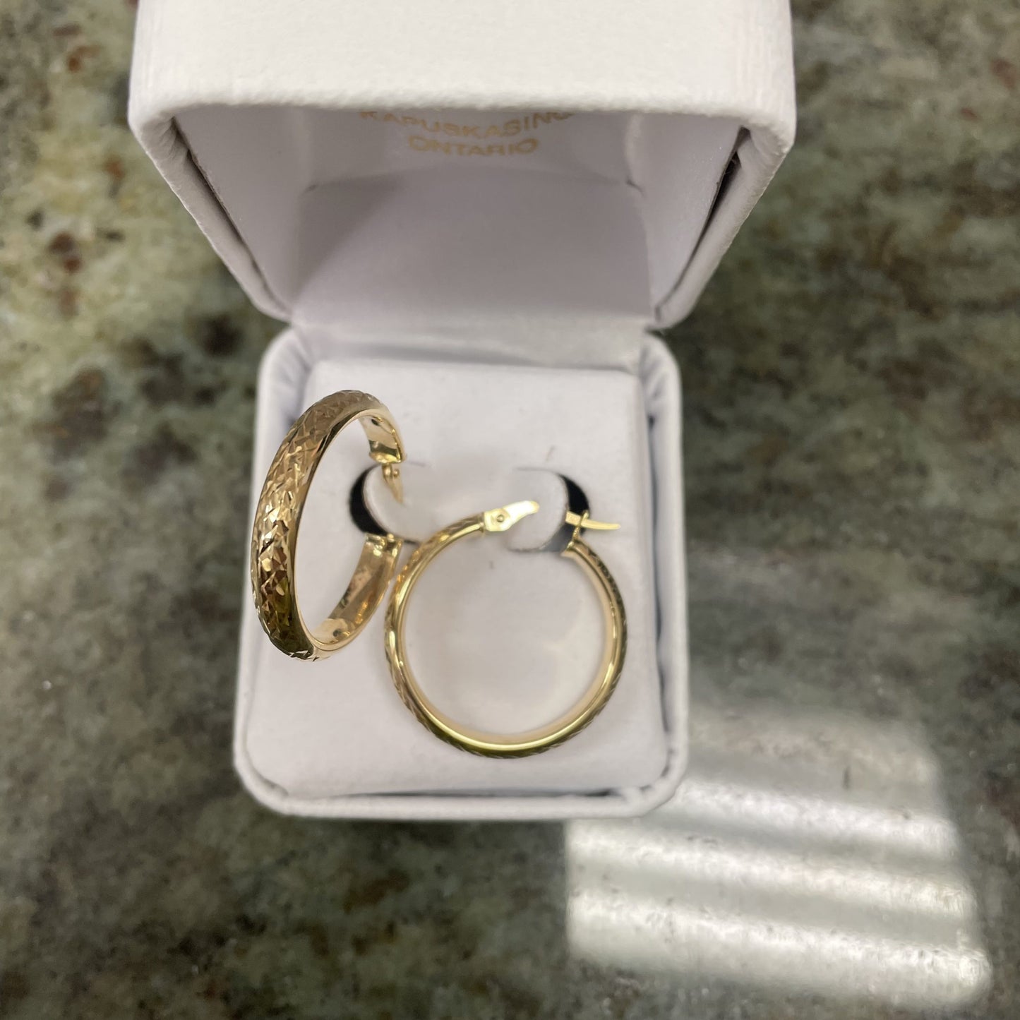 10kt yellow gold diamond cut hoops