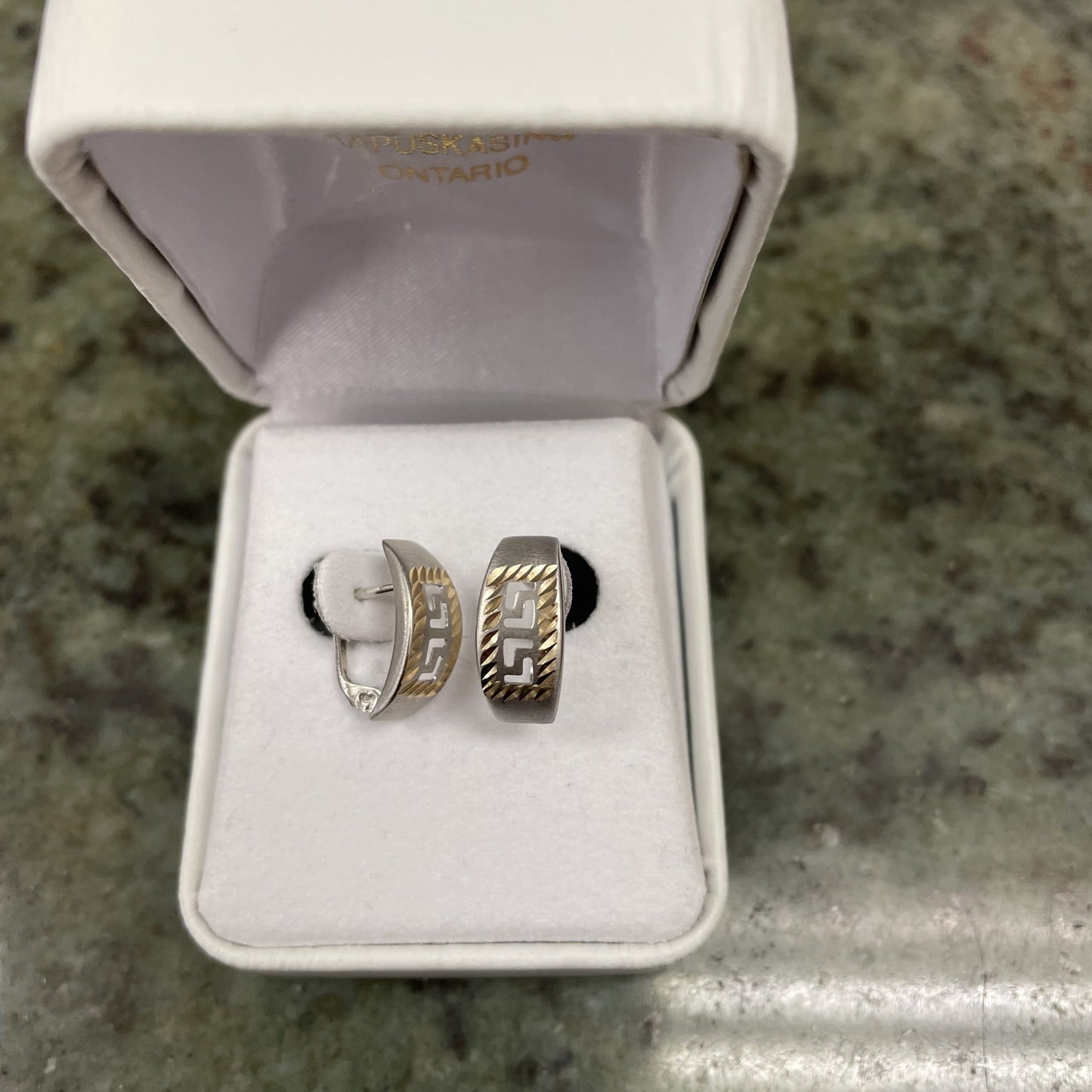 10kt white & yellow gold huggies