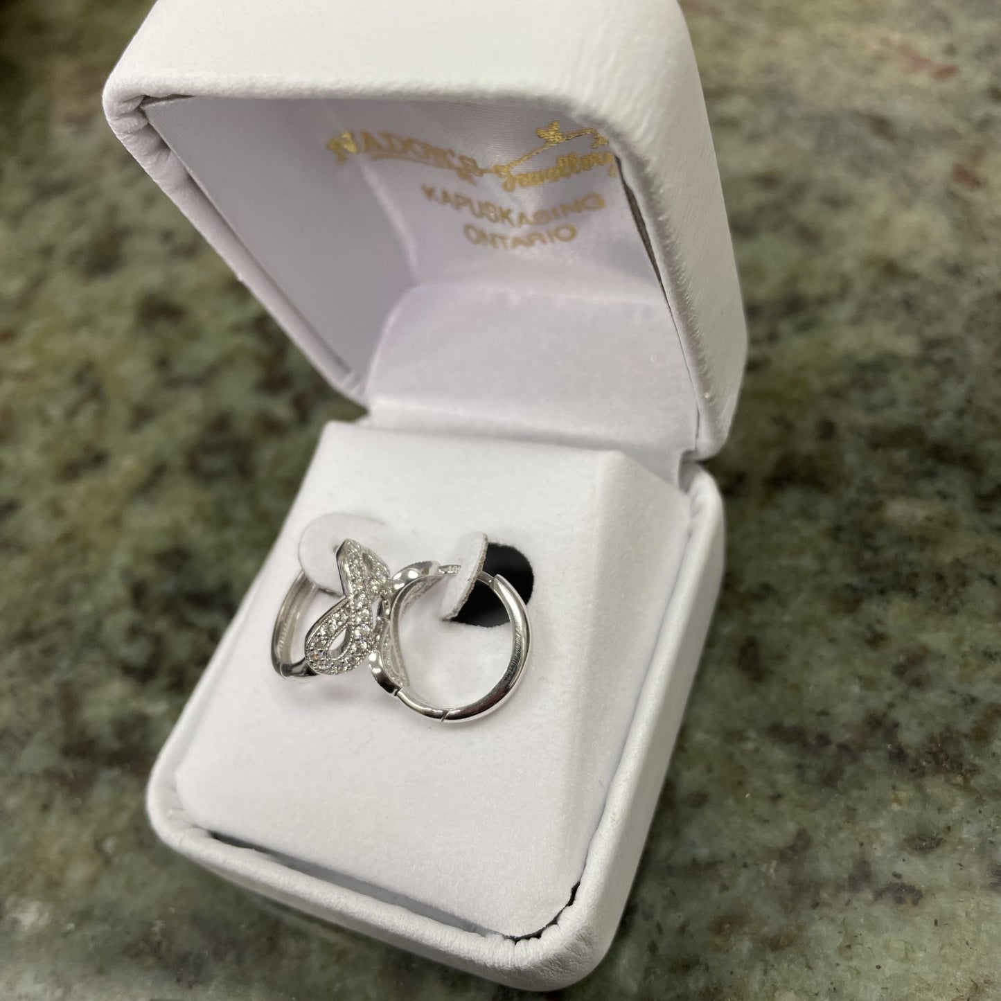 10kt white gold cubic huggies