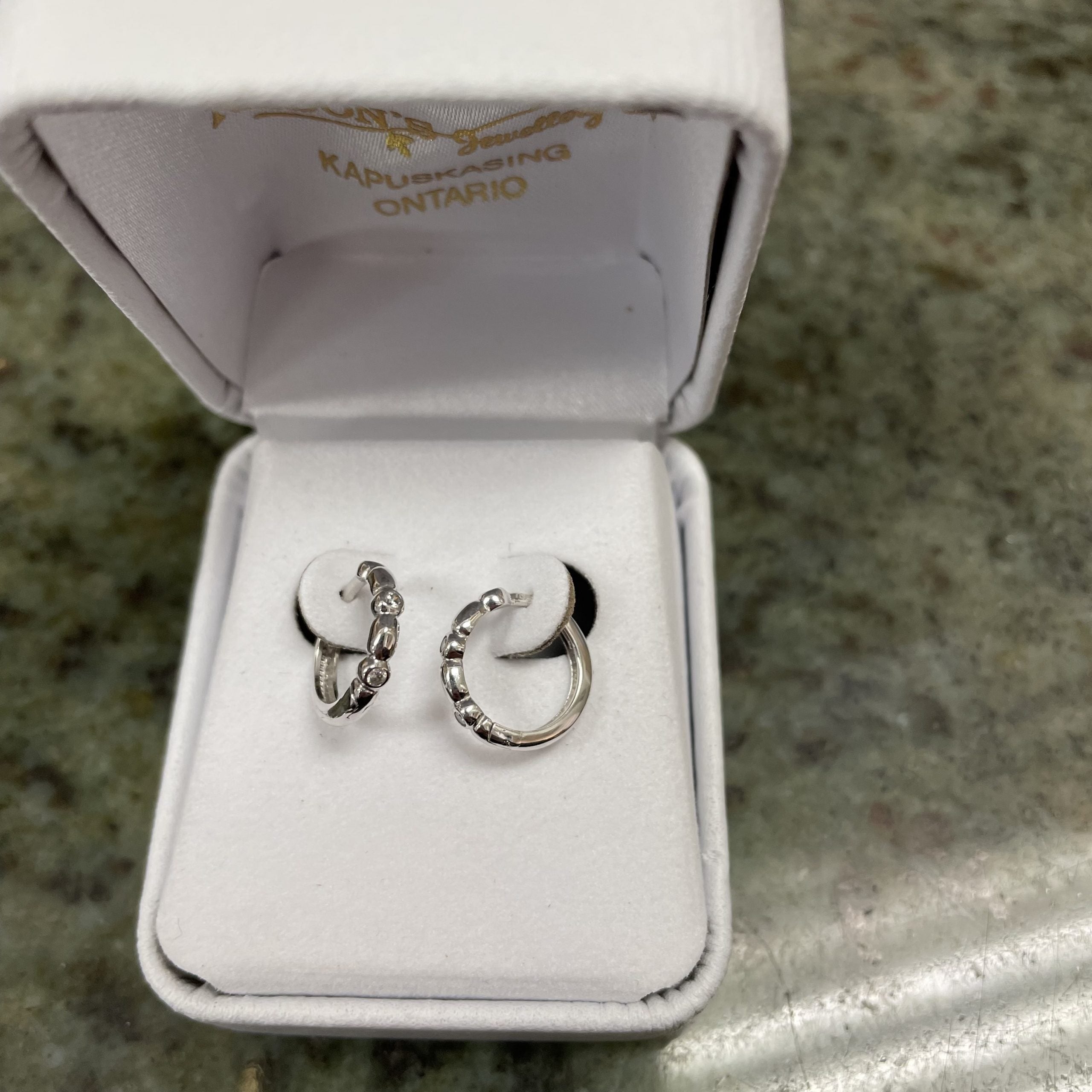 10kt white gold cubic huggies