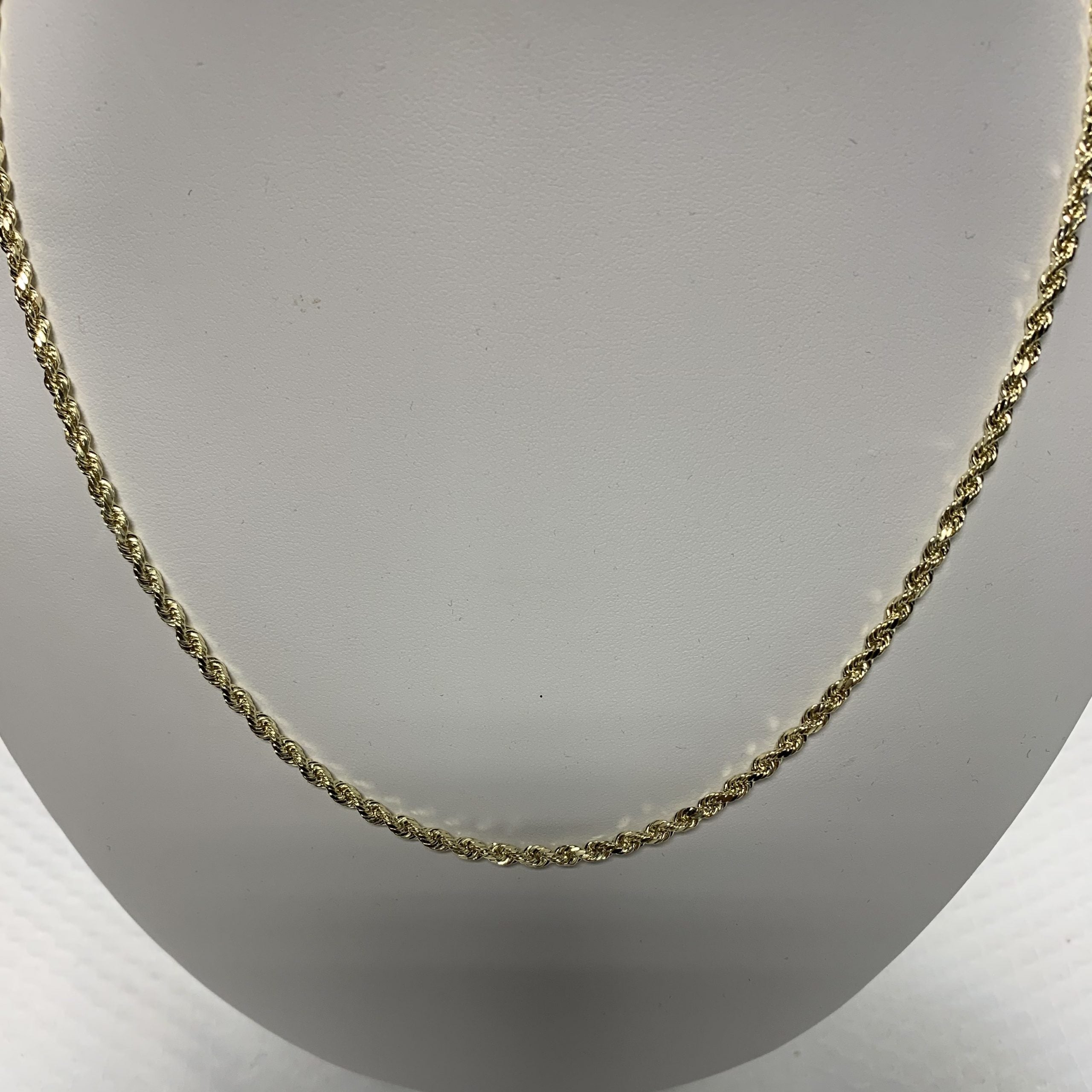 10kt Yellow Gold Diamond Cut Rope Chain 20"