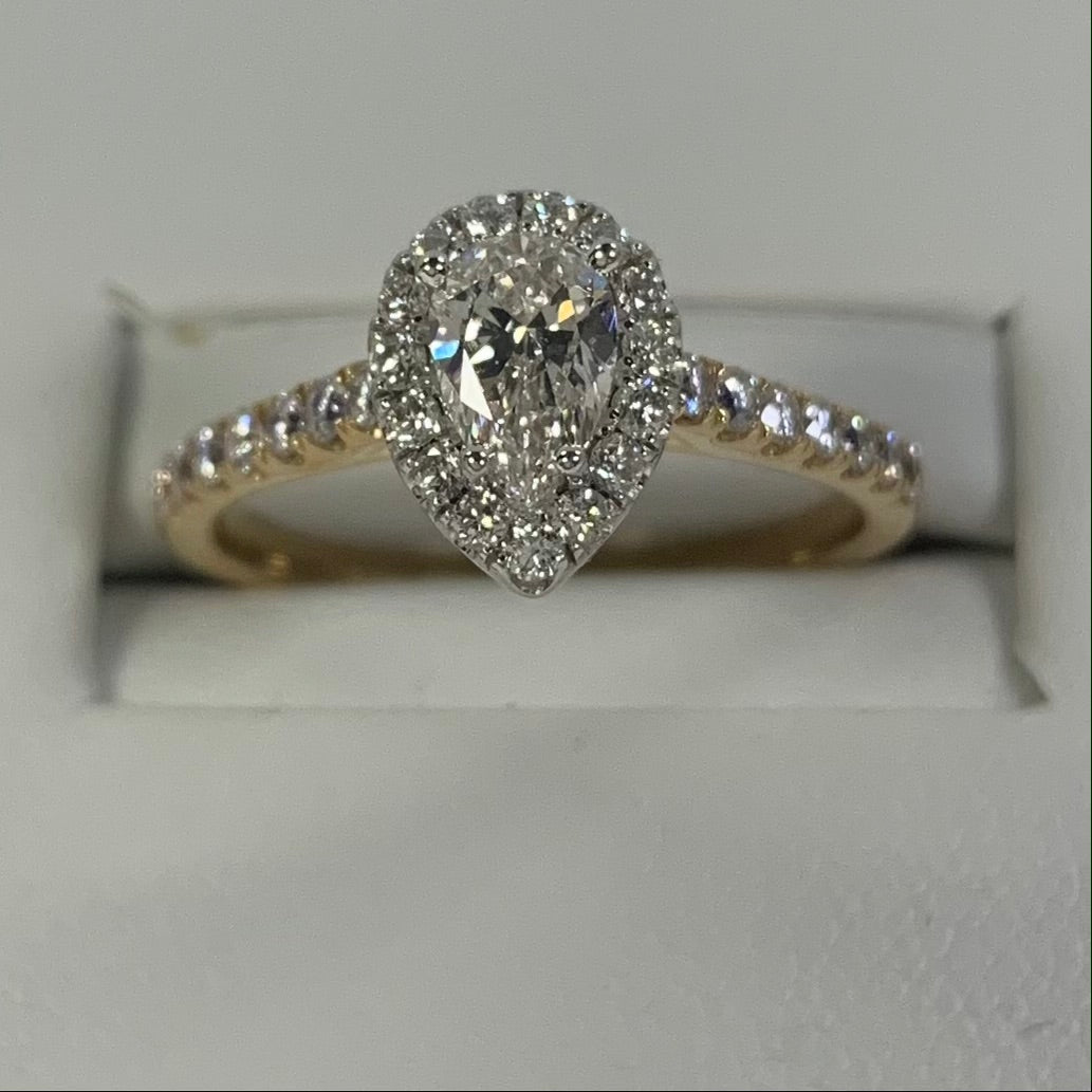 14kt Yellow Gold  .40 ct Pear Shape Canadian Diamond Engagement Ring