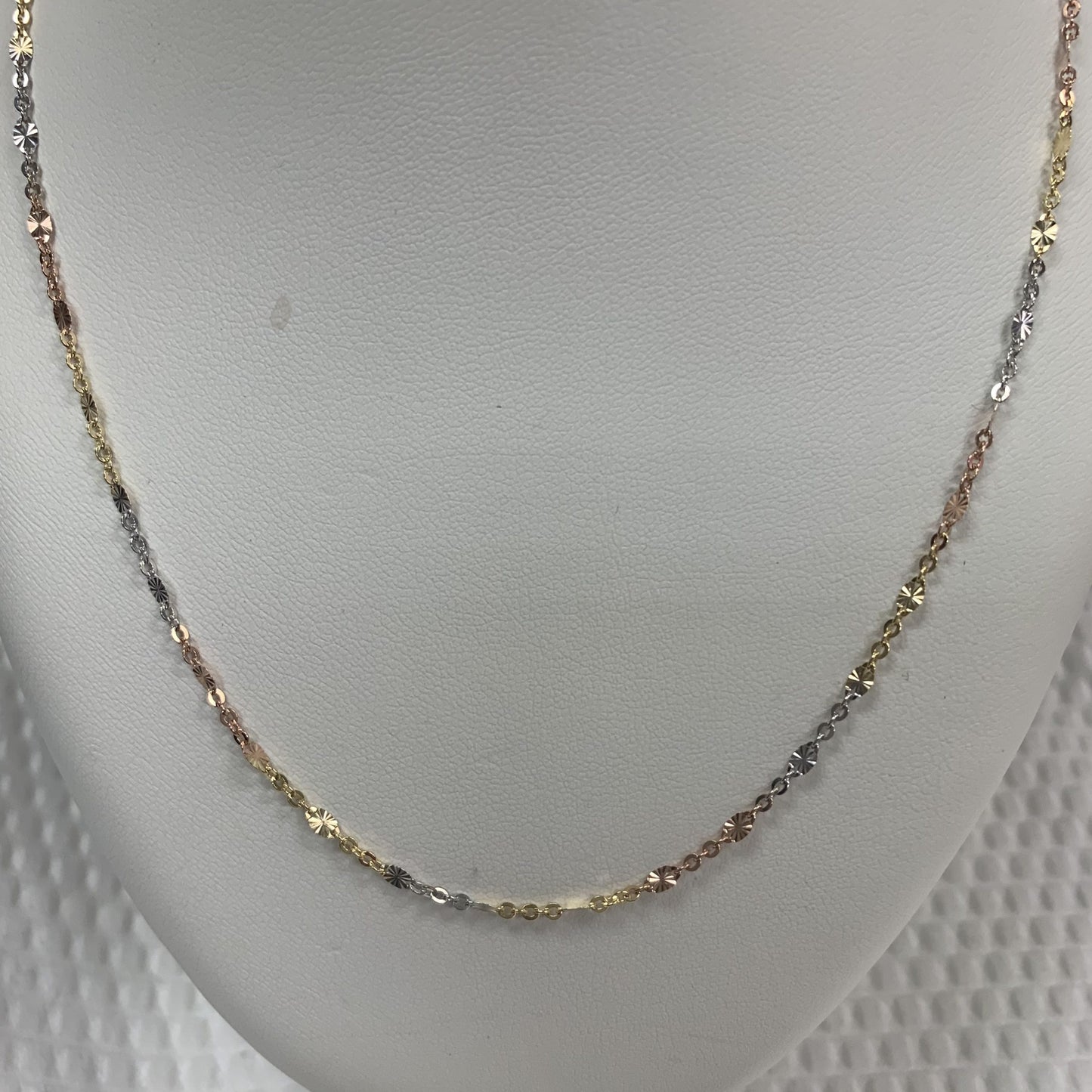 10kt Yellow, White & Rose Gold Chain 20"