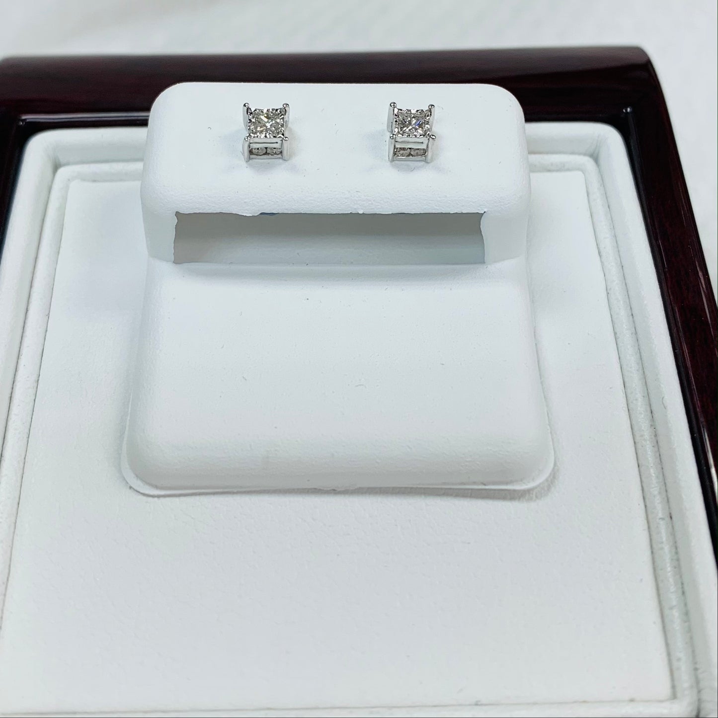 14kt White Gold .25cttw Princess Cut Diamond Studs