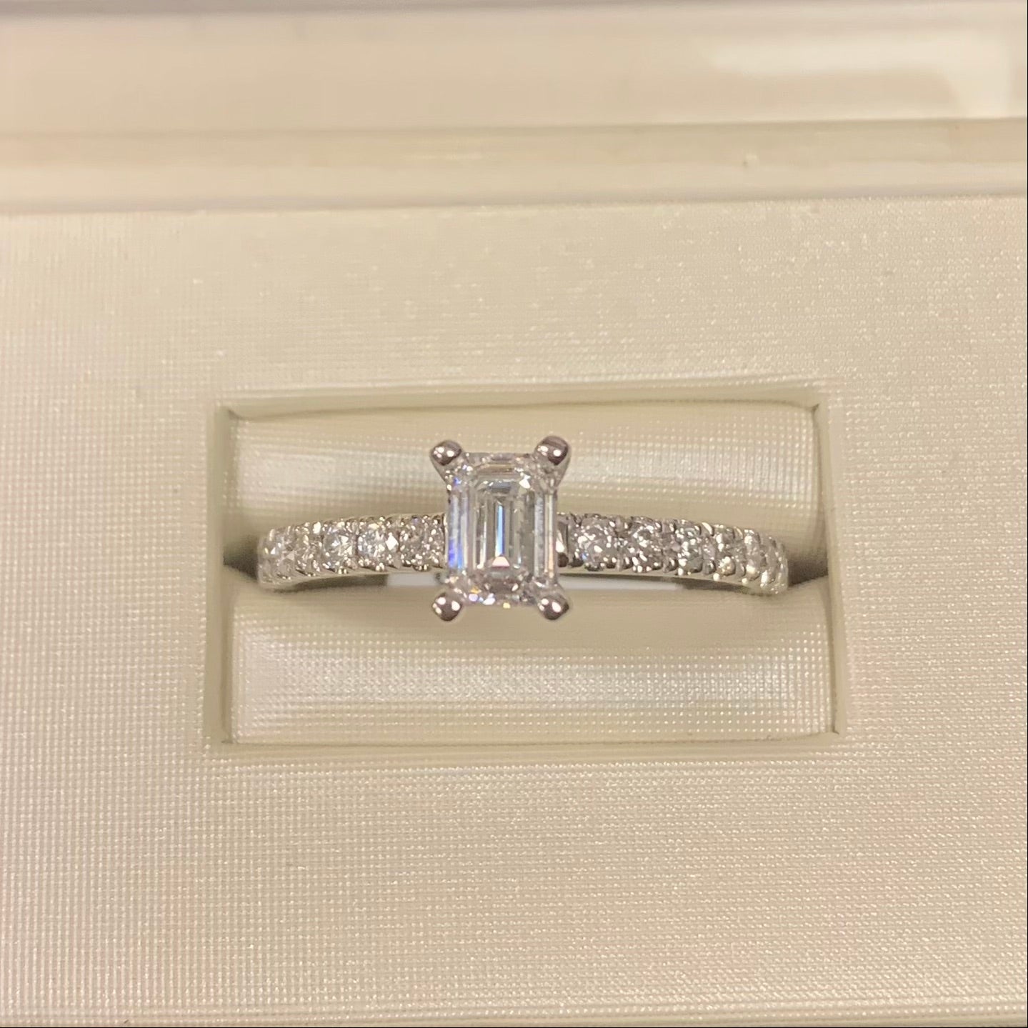14kt White Gold .40ct Emerald Cut, .80cttw Diamond Engagement Ring