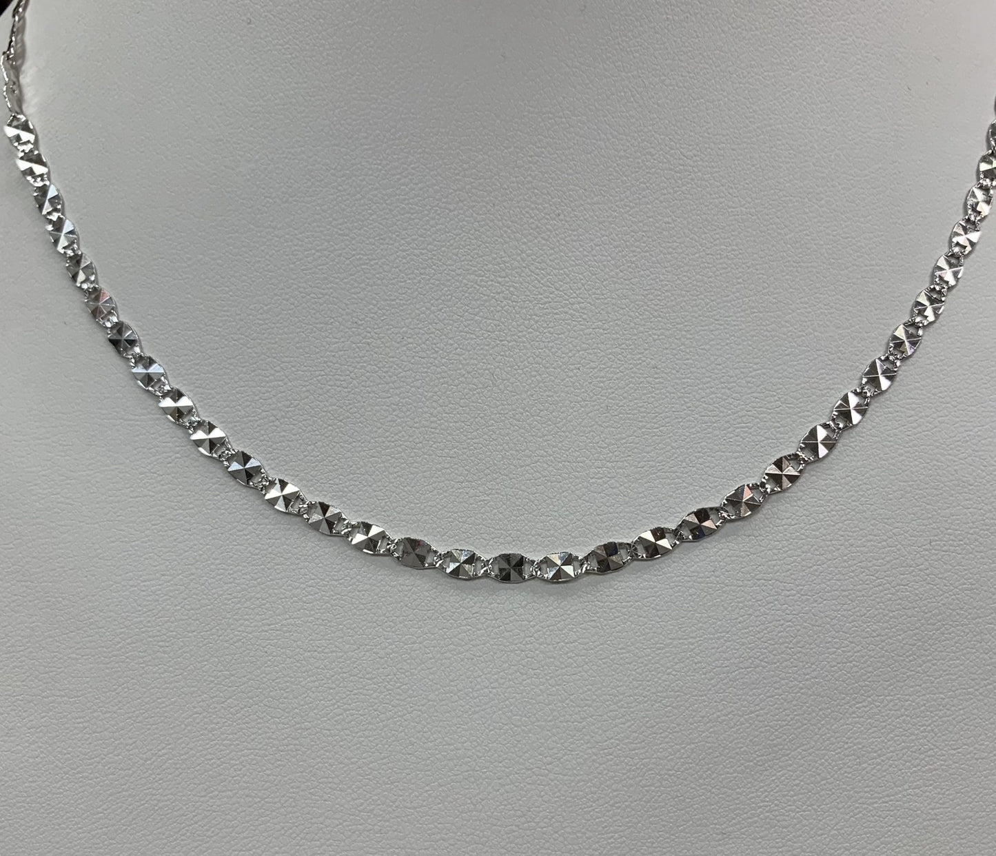 20" White Gold Chain Diamond Cut