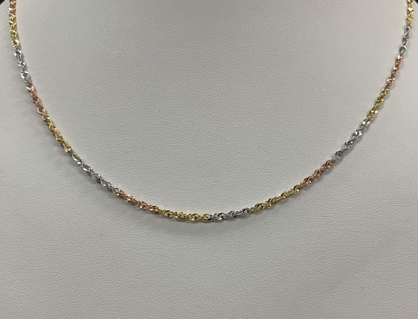 10kt Tri-Colour 18" Singapore Chain
