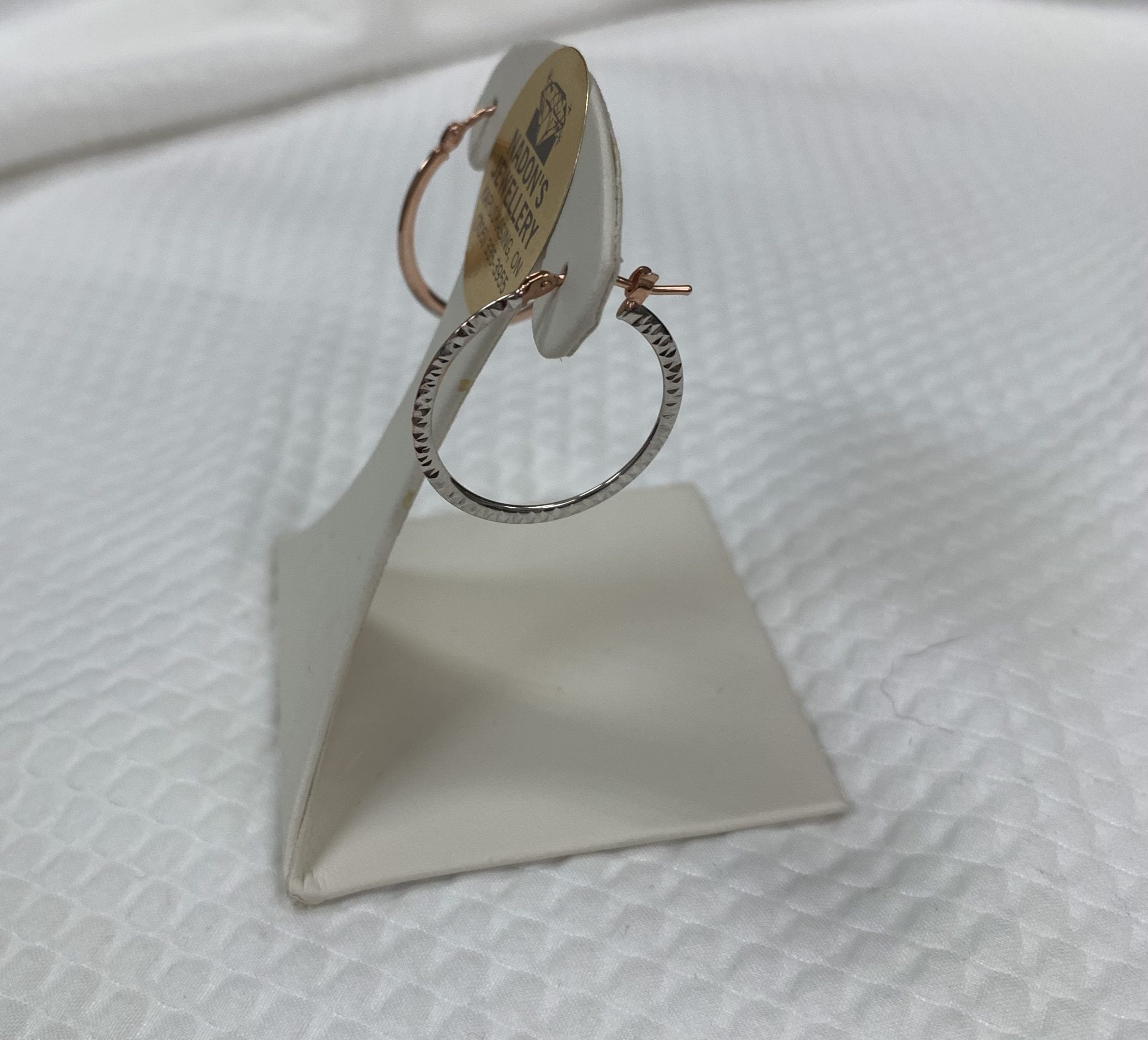 10kt White & Rose Gold Hoops
