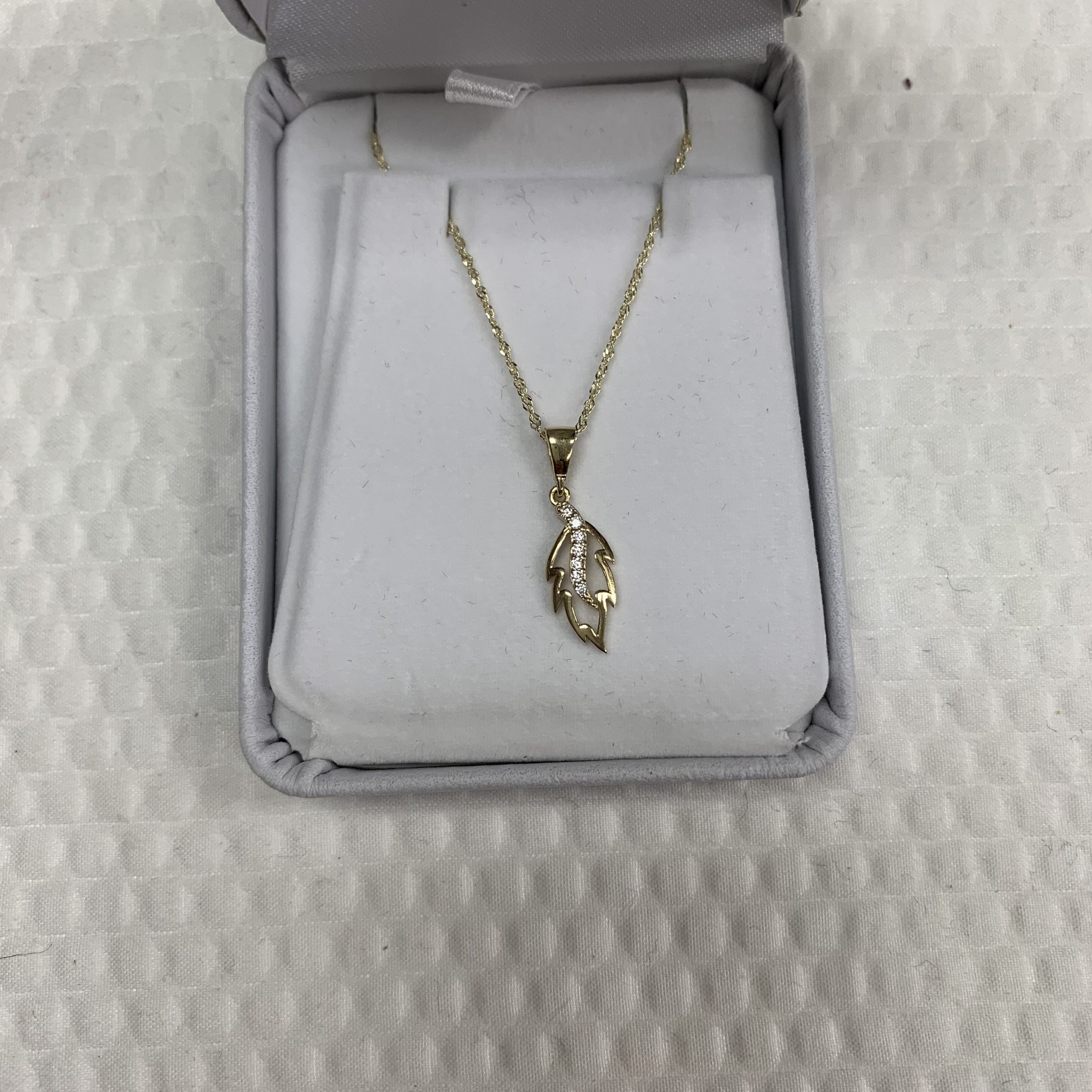 10kt Yellow Gold Cubic Feather Pendant