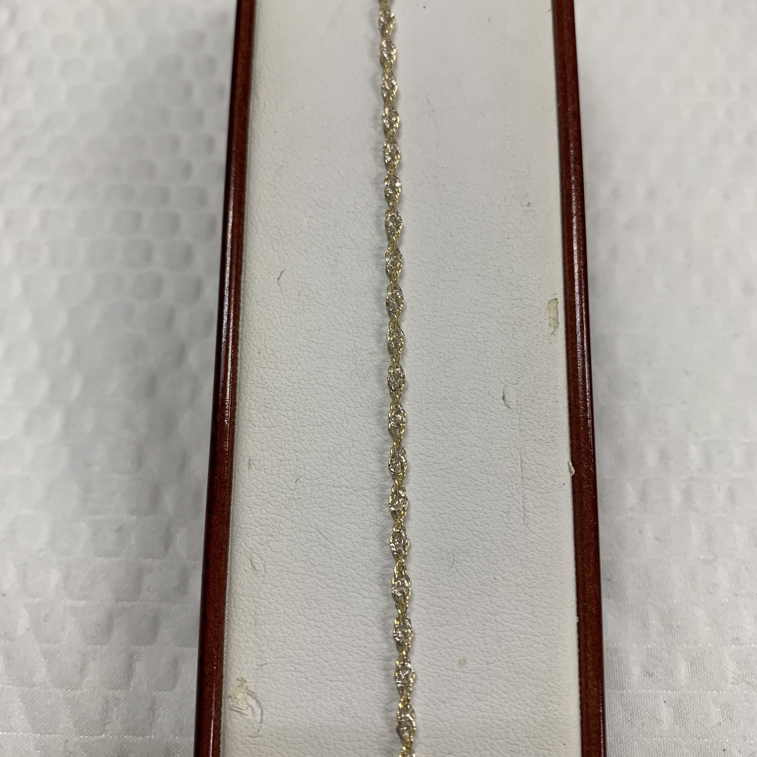 10kt Yellow & White Gold Singapore Anklet