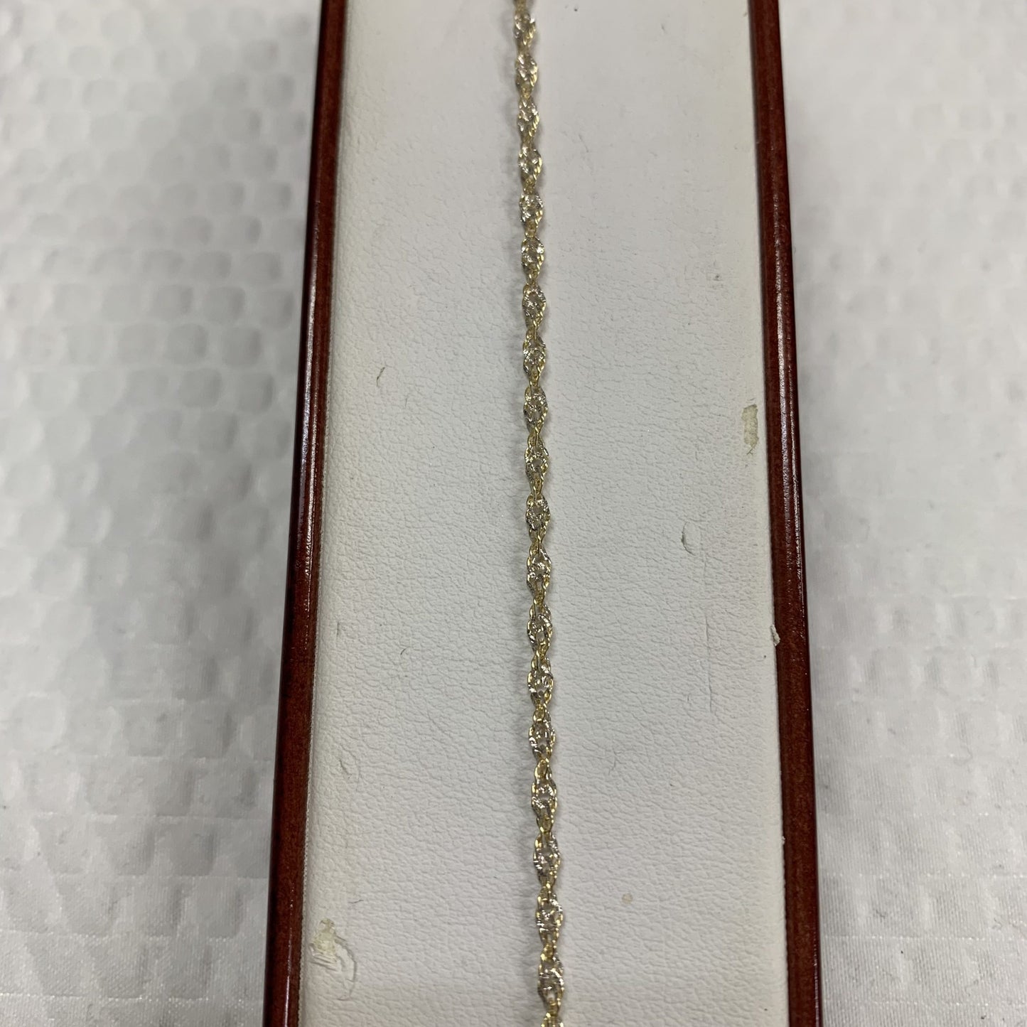 10kt Yellow & White Gold Singapore Anklet