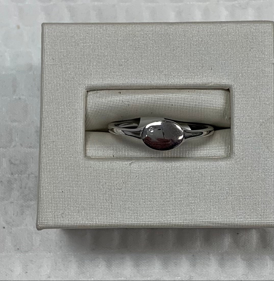 10kt White Gold Mini Diamond Signet Ring