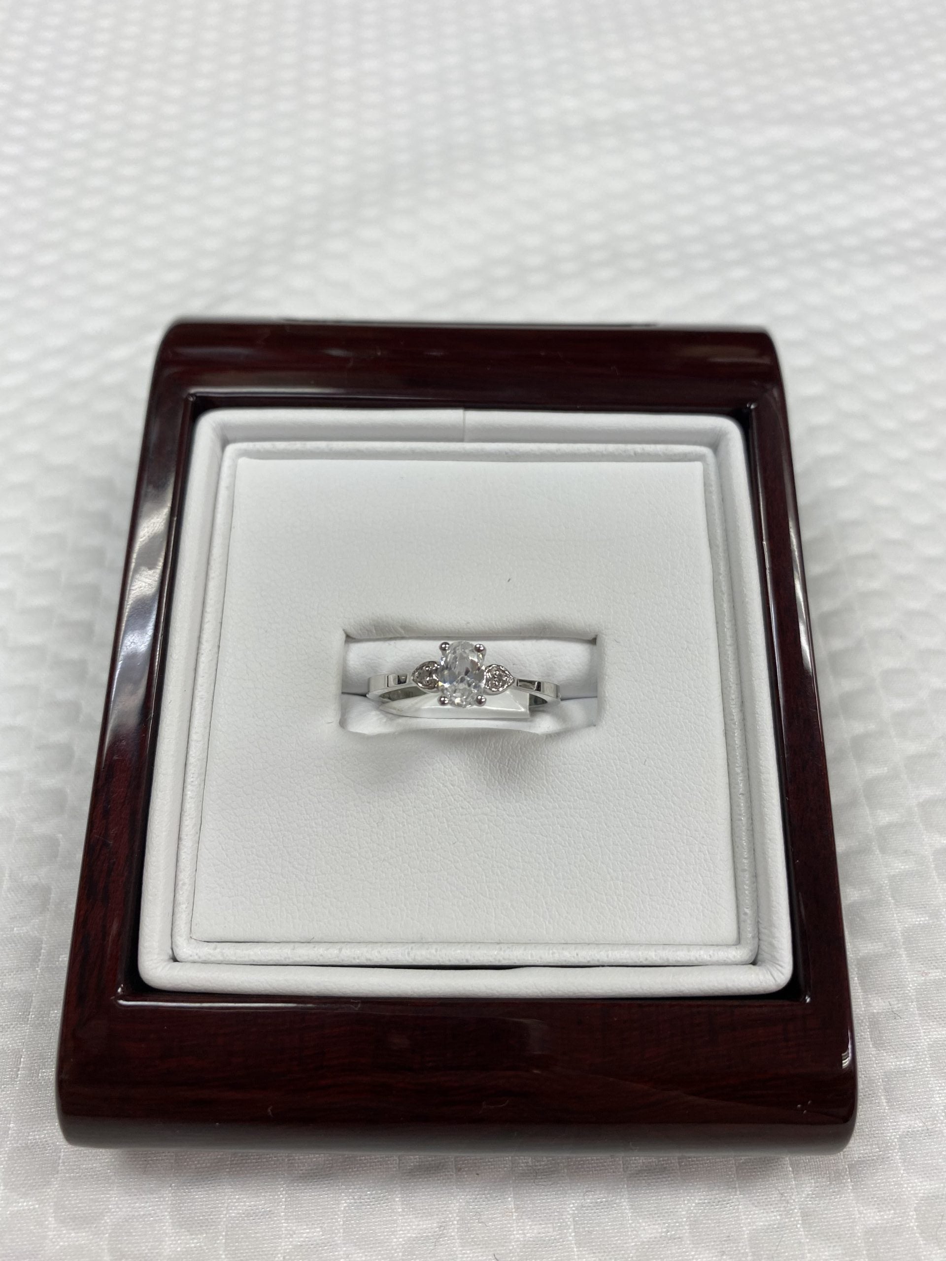 10kt White Gold Diamond and Cubic Zirconia Ring