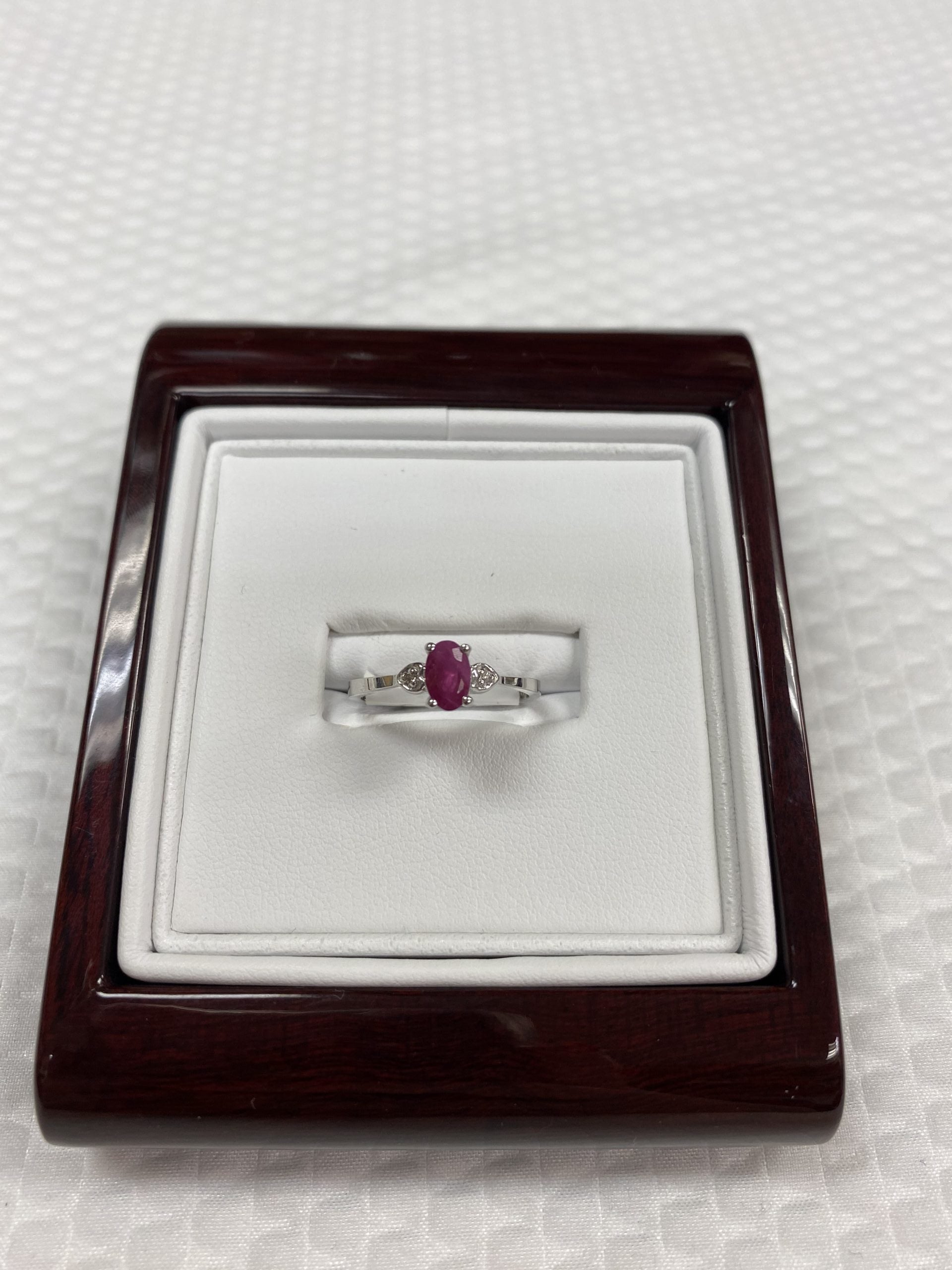 10kt White Gold Diamond and Ruby Ring