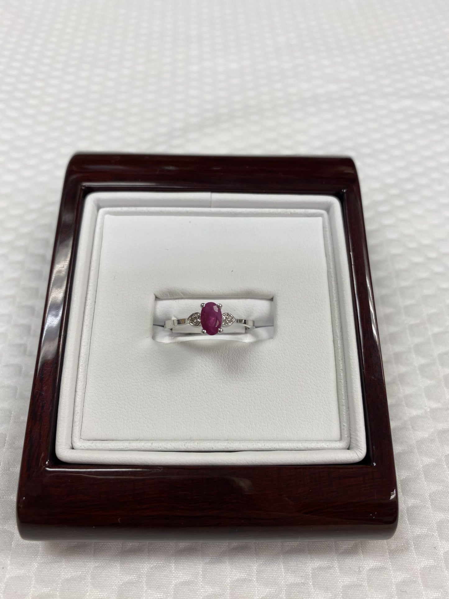 10kt White Gold Diamond and Ruby Ring