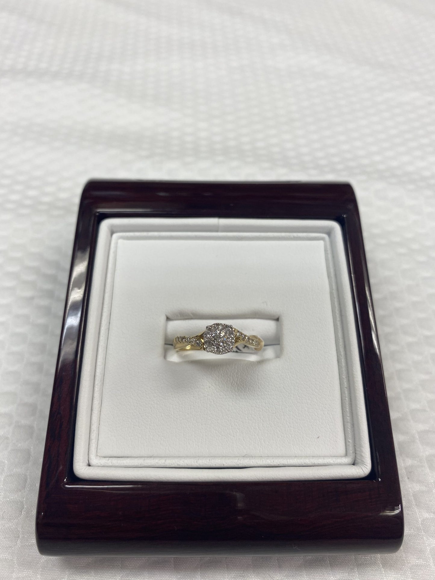 14kt Yellow gold Diamond halo ring