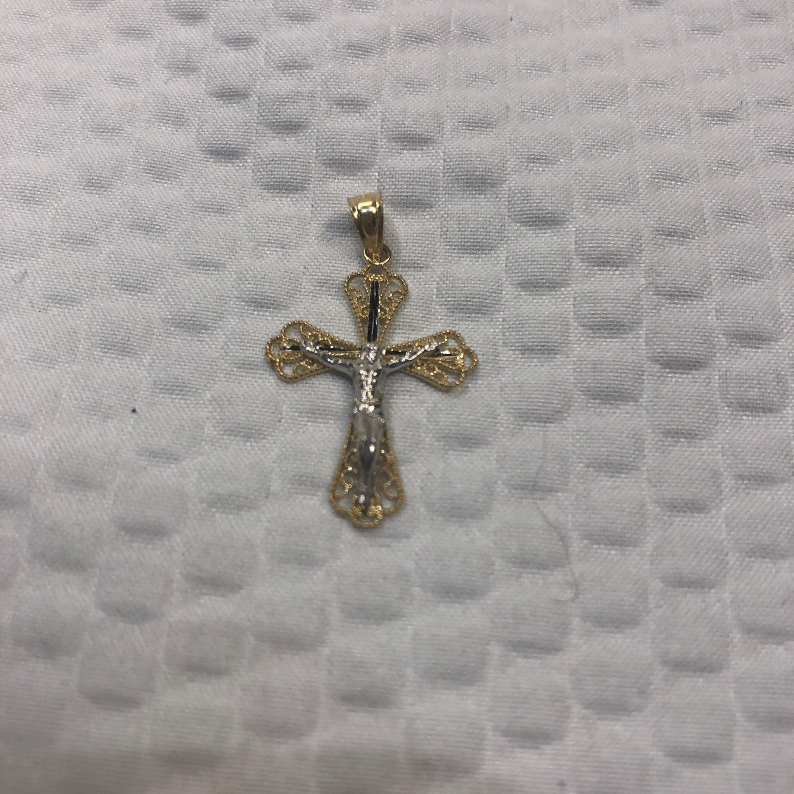 Crucifix- Yellow & White Gold 10kt. Pendant