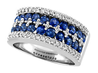 10kt White Gold Diamond & Sapphire Ring