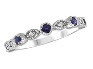 10kt White Gold Sapphire & Diamond Band