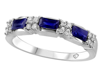 10kt white gold sapphire & diamond band (also comes in ruby)