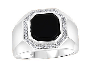 gents sterling silver & diamond , onyx ring