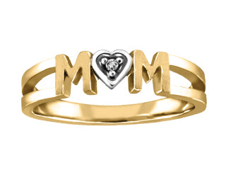 10kt yellow gold diamond mom ring