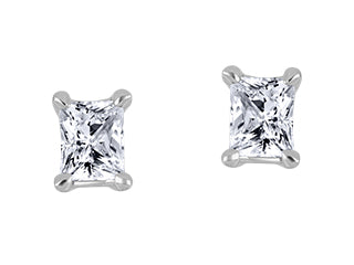14kt white gold 1.00cttw lab grown emerald cut diamond earrings