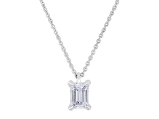 14kt white gold .50cttw lab grown emerald cut diamond pendant