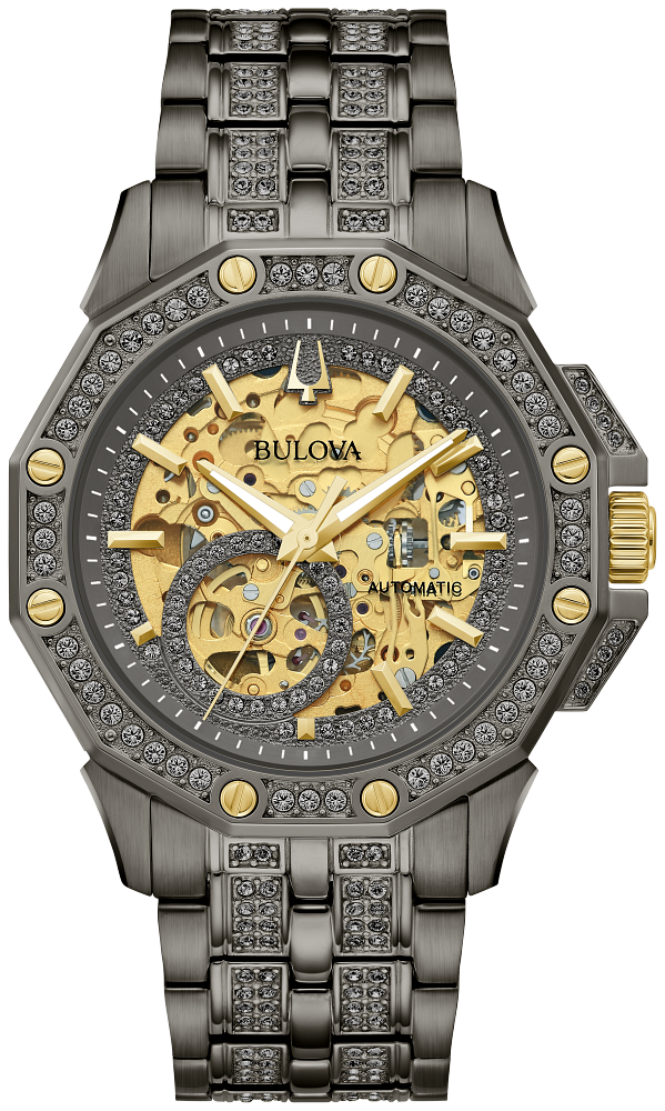 Men's bulova automatic watch with crystals