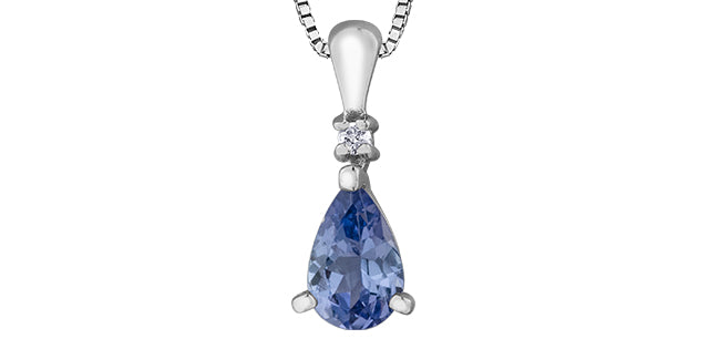 10kt white gold tanzanite & diamond pendant