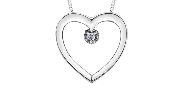 10kt white gold diamond heart pendant