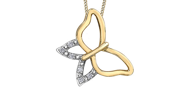 10kt yellow gold diamond butterfly pendant