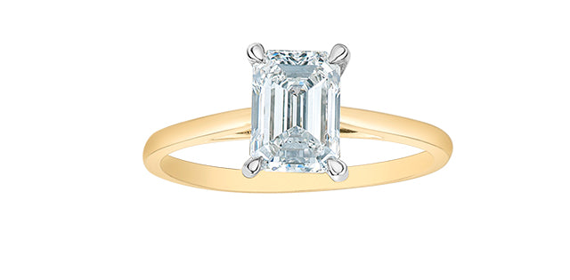 14kt yellow gold 1.00ct emerald cut lab grown diamond ring