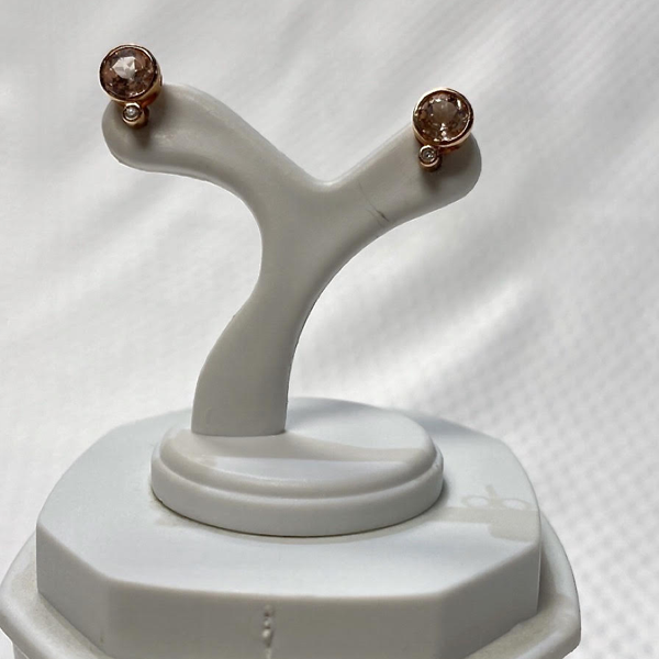 Rose Gold 10kt. Morganite & Diamond Stud Earrings