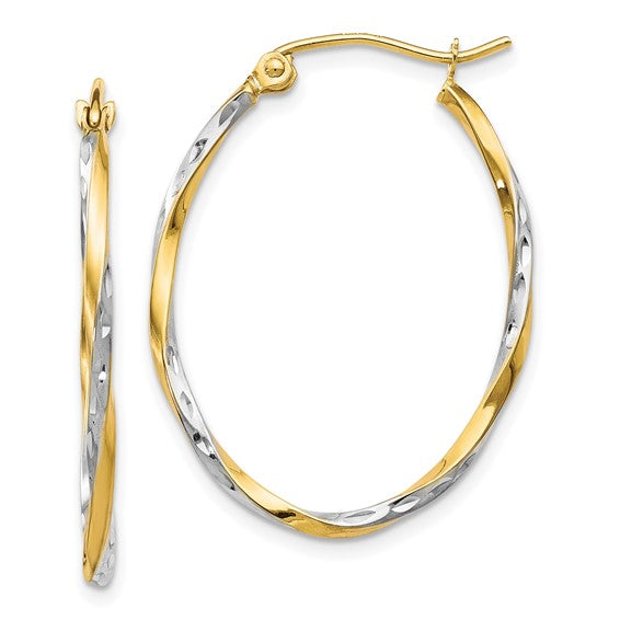 10kt white & yellow gold hoops