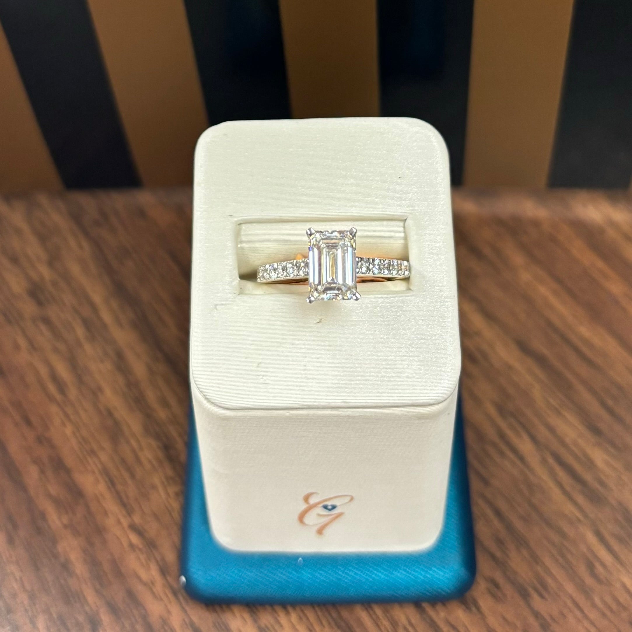 14kt Yellow gold 2.40ct/tw emerald cut lab grown diamond ring