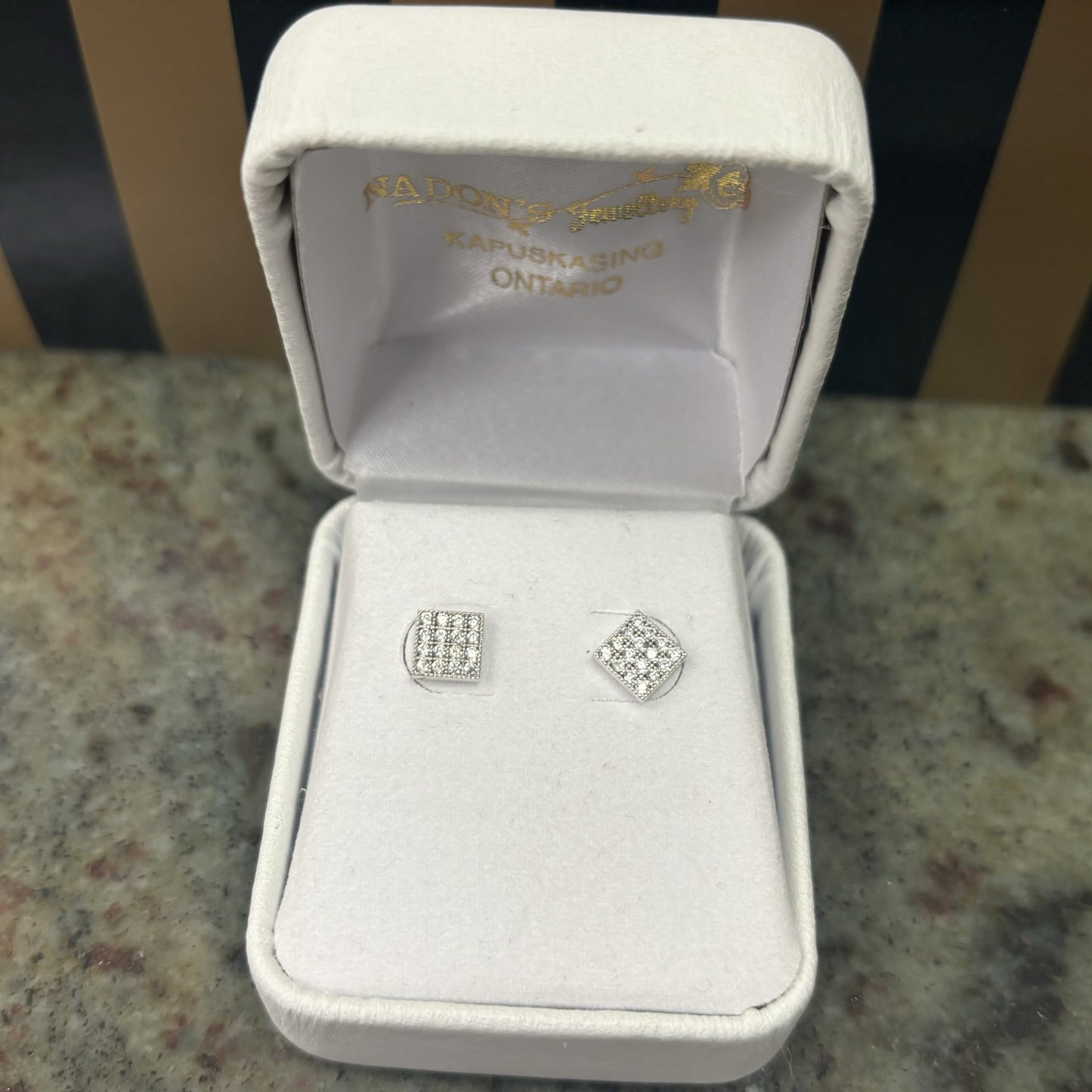 10kt square cubic studs