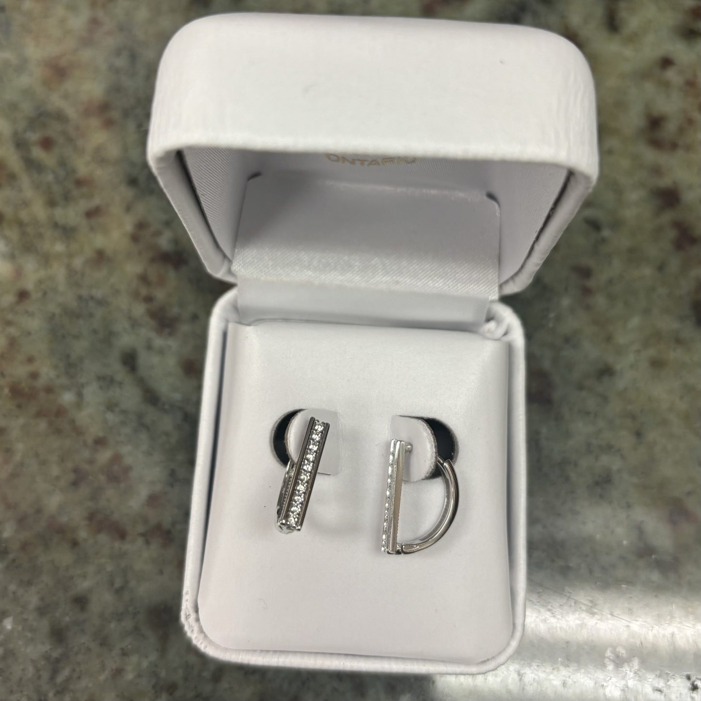 10kt white gold cubic huggie double sided