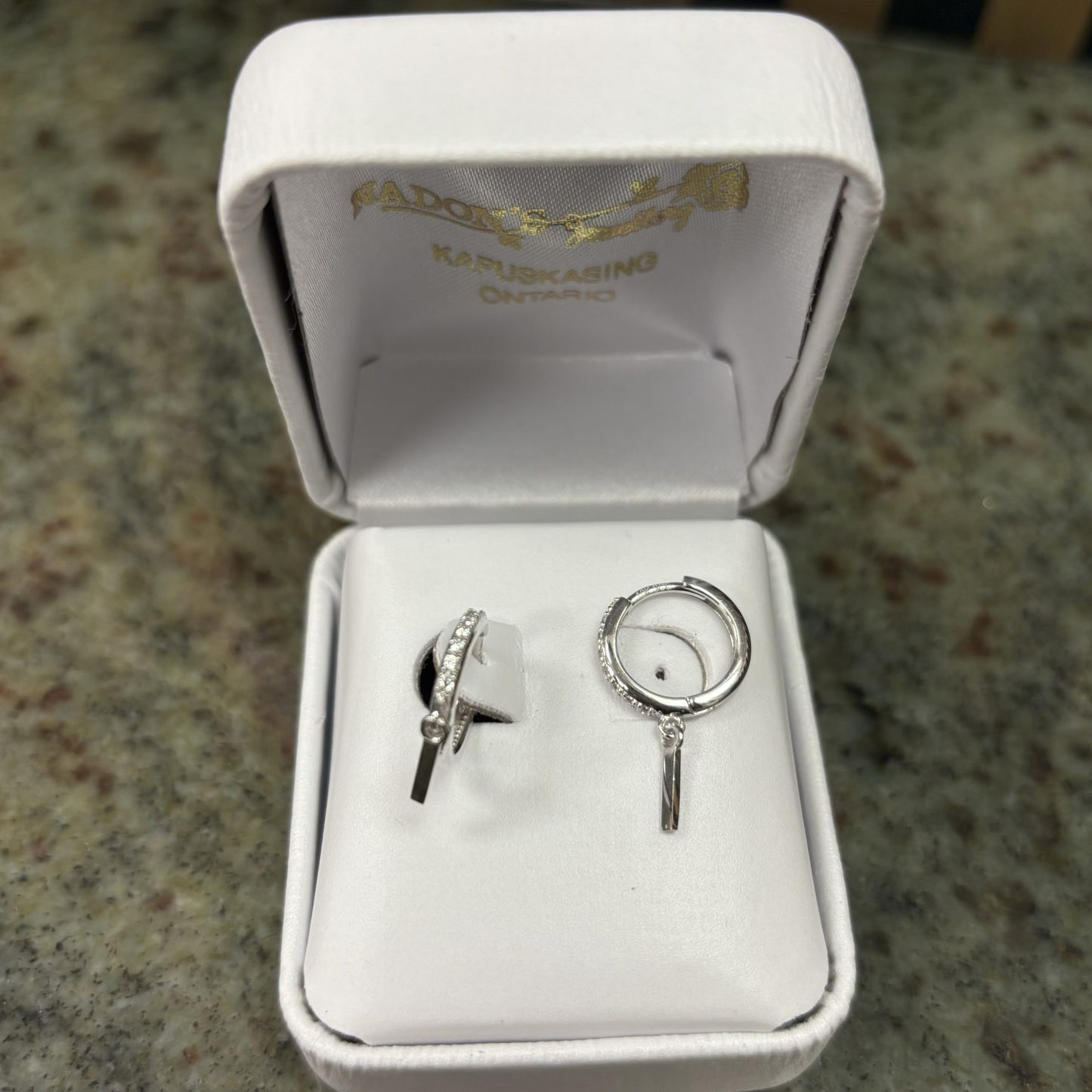 10kt white gold cubic huggies